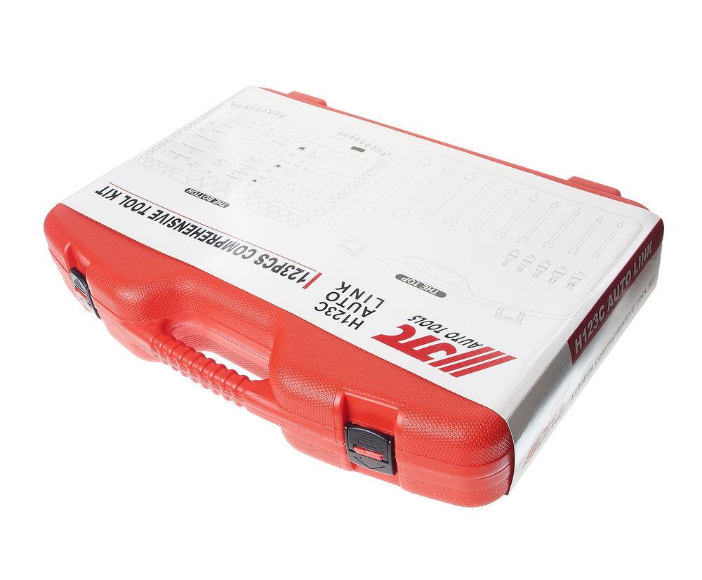 Набор инструментов 123 предмета слесарно-монтажный 1/4",3/8",1/2" 6-ти гран. метрич/дюйм в кейсе JTC