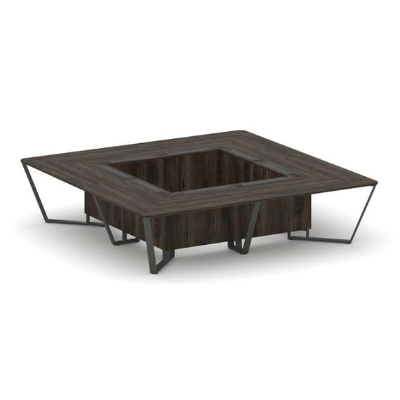 Steel Meet Стол переговорный квадратный KDK-PR.B.SP-16K Дуб Мали/Металл Антрацит 3200*3200*750