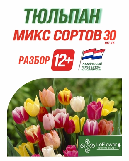 Тюльпан Луковица, Микс сортов 30 шт, разбор 12+