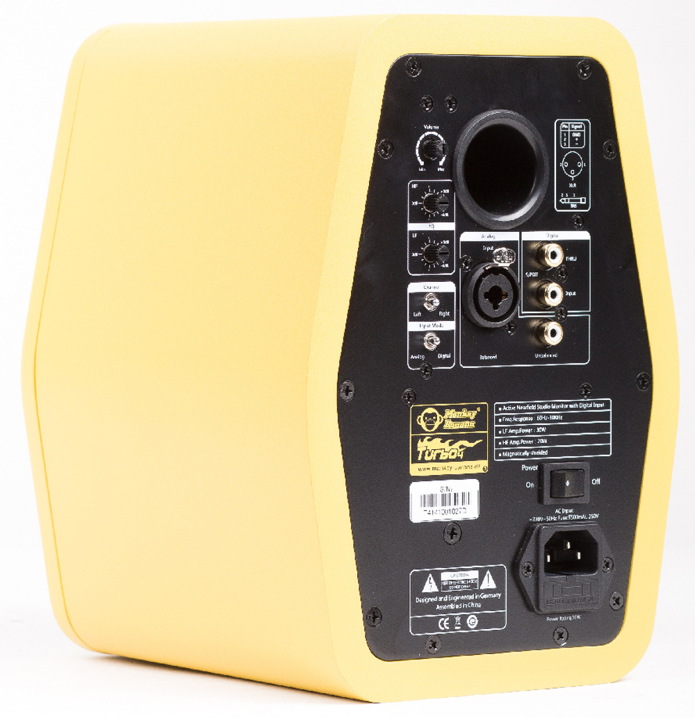 Monkey Banana Turbo 4 banana Студийный монитор 4', шелковый твиттер 1', LF 30W, HF 20W, балансный вход, S/PDIF-вход, S/PDIF Thru