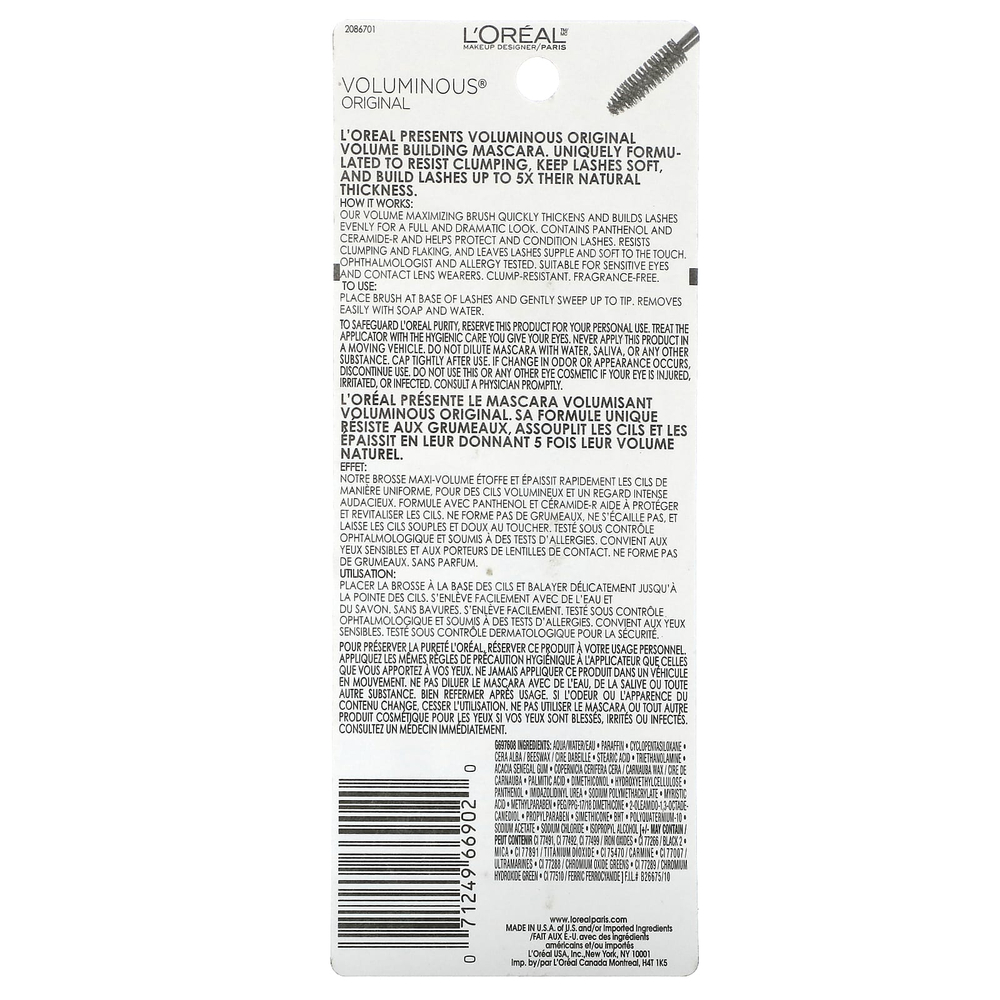 L'Oréal, Voluminous, оригинальная тушь для ресниц, оттенок 315 черно-коричневый, 8 мл (0,28 жидк. унции)