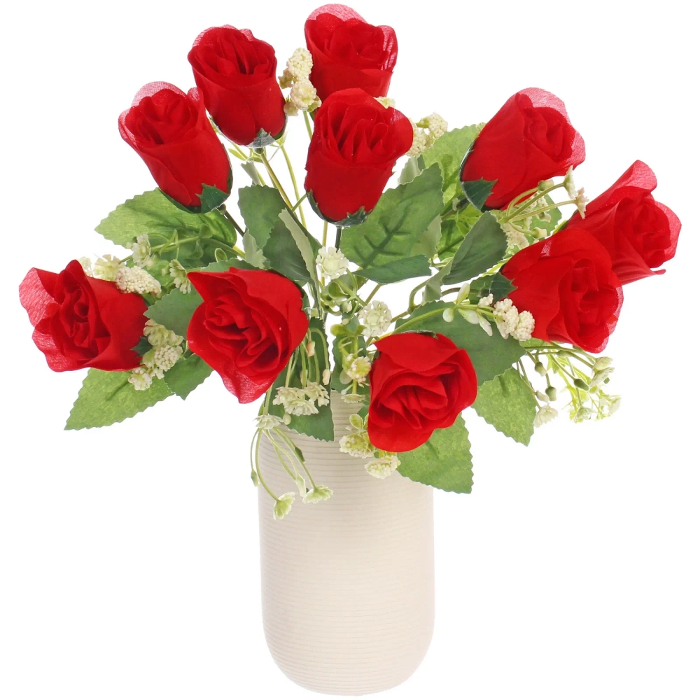 Искусственные цветы «Букет роз» 32см 10 цветков красные