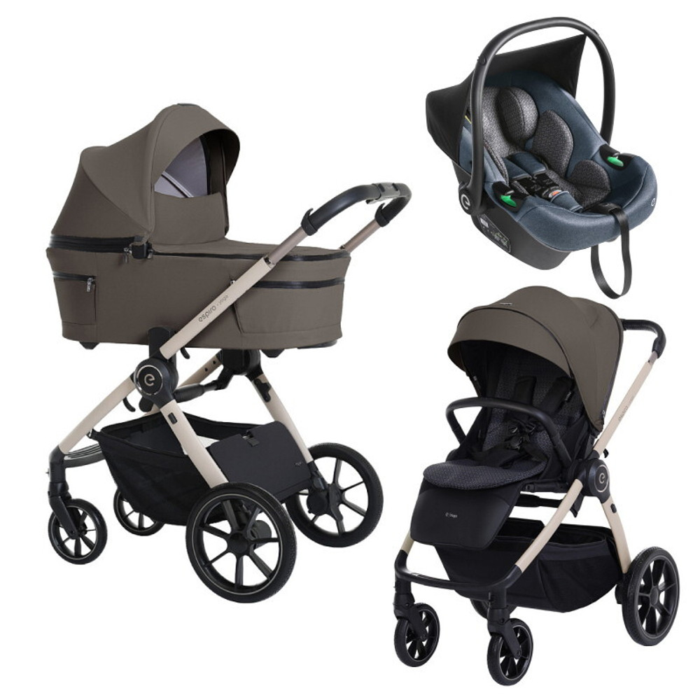 Детская коляска 3 в 1 Espiro Yoga 2025 и автокресло Pi Gray blue 109 meditation breze voice of nature / Серый/синий (Gray blue 103)