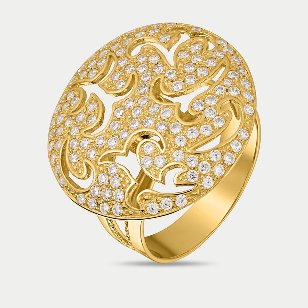 Кольцо женское из желтого золота 585 пробы с фианитами (арт. К460Л)