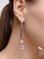 Серьги "Bubble violet-yellow" с селенитом Silver"