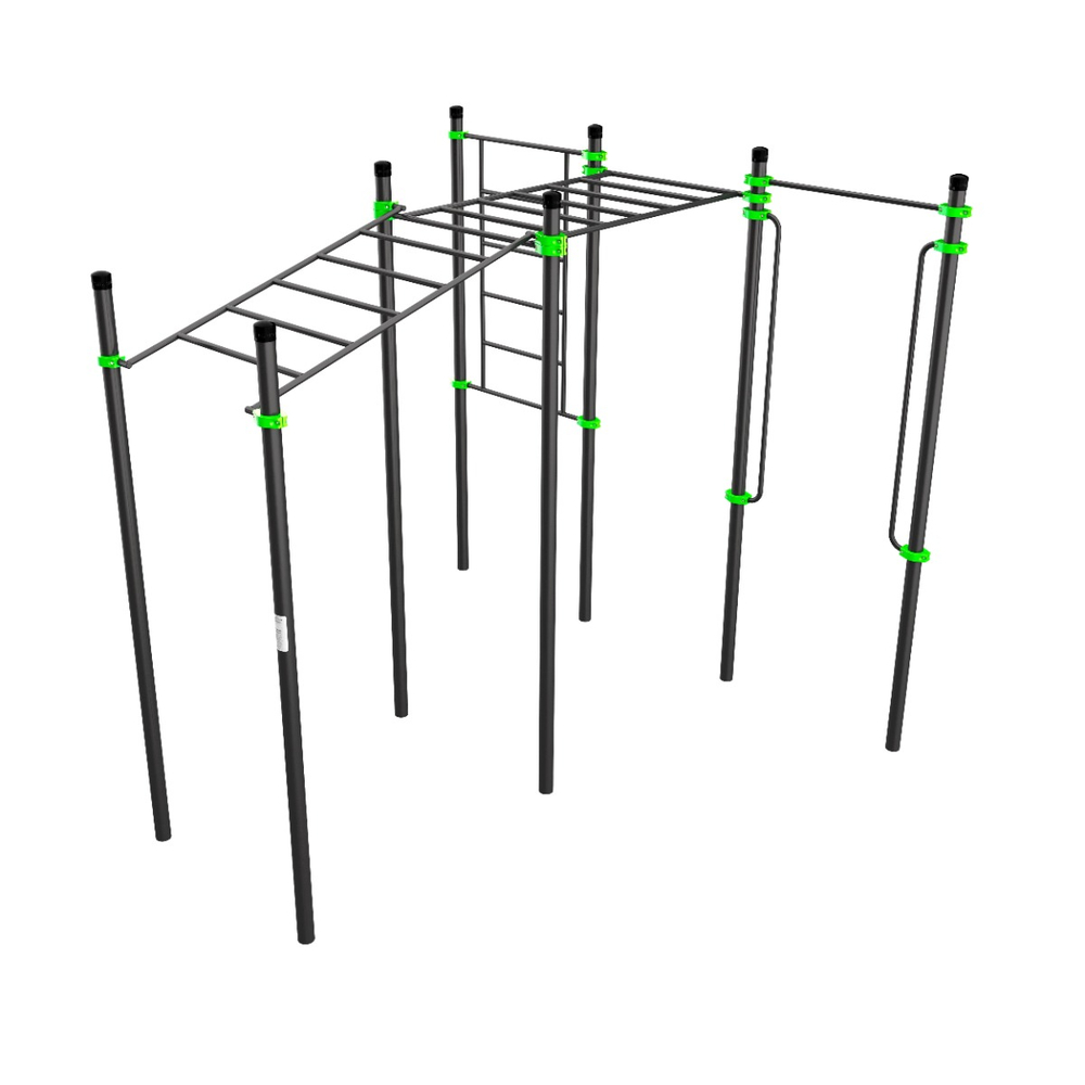 W228 Воркаут (рукоход в подъем и клас., швед стенка, перекладина, перекладины верт.) ZAVODSPORTA
