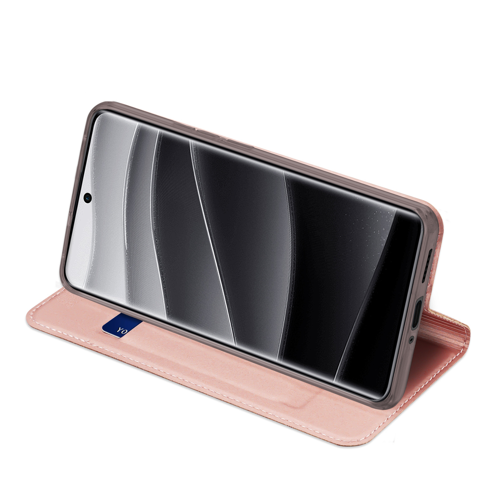 Чехол книжка из PU кожи розового цвета от Dux Ducis для Xiaomi Redmi Note 14 Pro+ 5G, серия Skin Pro Series Case