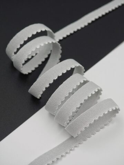 Резинка отделочная светло-серая ажурная ширина 10 мм с учетом фестона