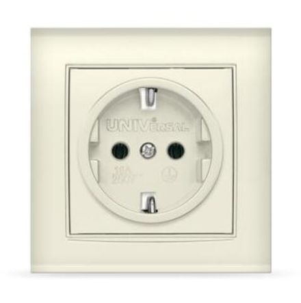 Розетка одноместная "UNIVersal" серия "Бриллиант" с/з, с/у, 16А, 220В, "слоновая кость" (ivory), (ев
