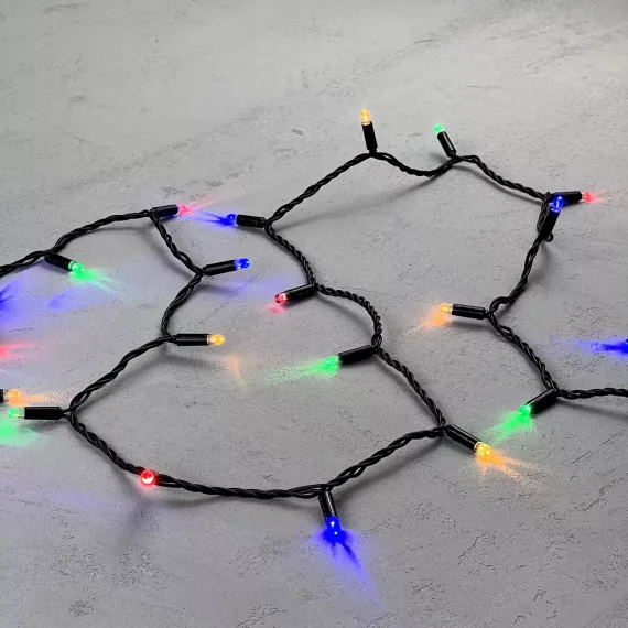 Светодиодная гирлянда с колпачком 100 разноцветных LED ламп 10 м., 220-230 В., черный провод ПВХ, IP65, LTC (PST100CAP-11-2M)