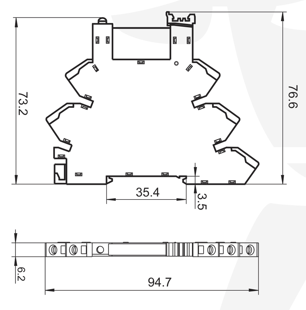 Ультратонкое реле Prompower PG2RV-SR500 DC12 Пружинные клеммы, номинальный ток 6А, управление 12VDC