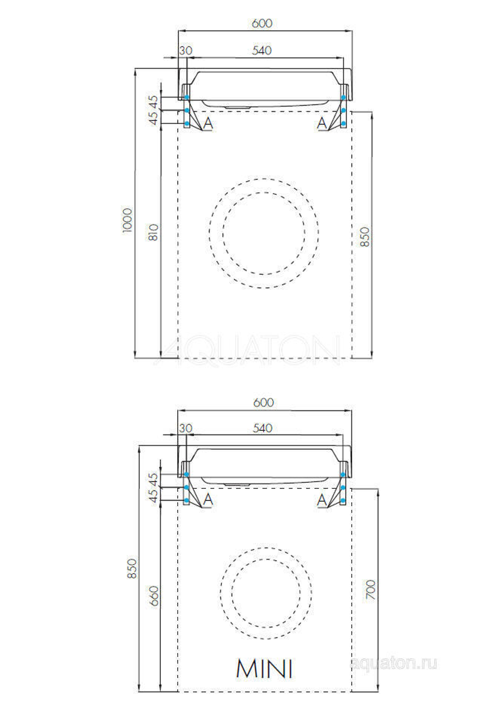 Раковина AQUATON Рейн 60 1A72103KRW010