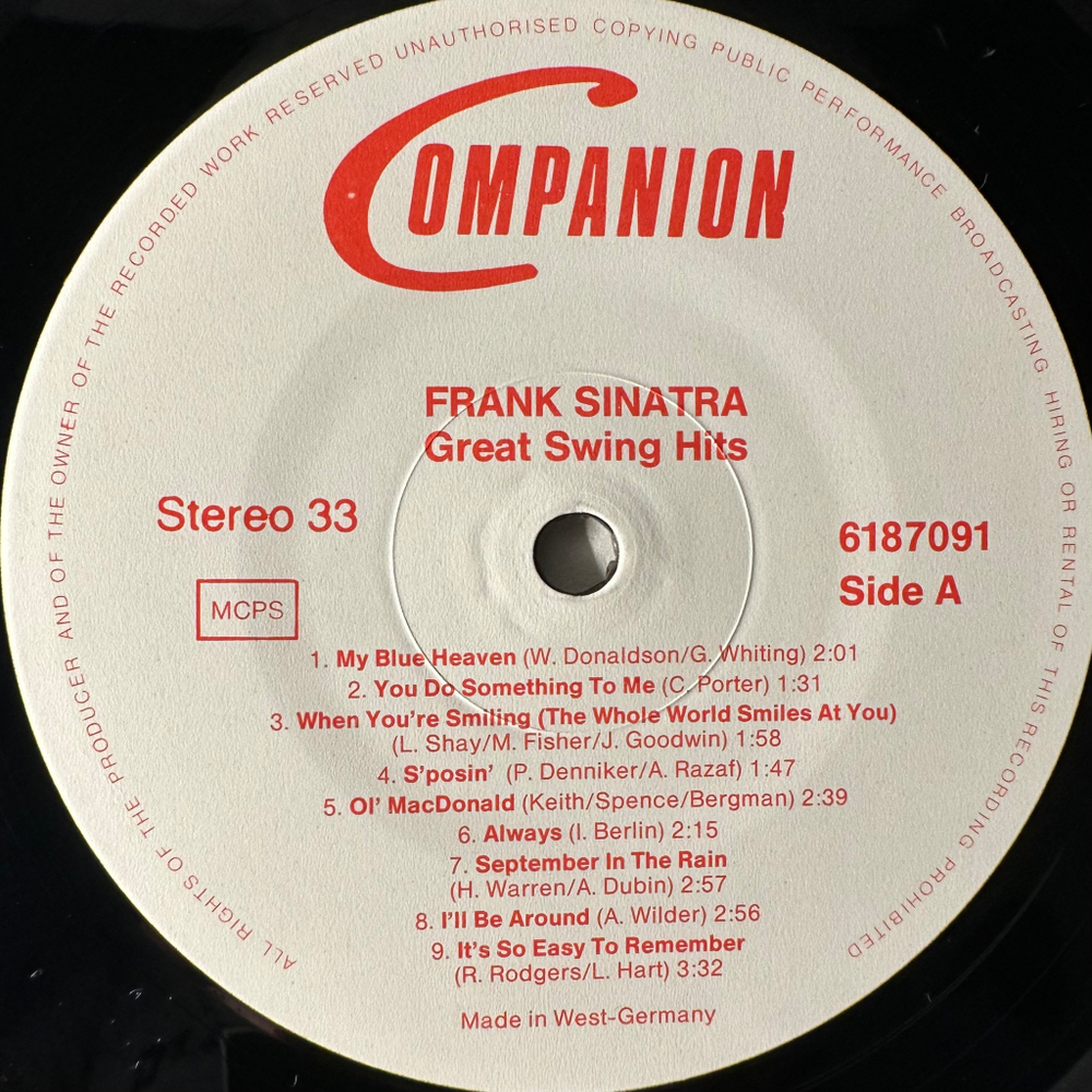 Frank Sinatra ‎– Great Swing Hits (Германия)