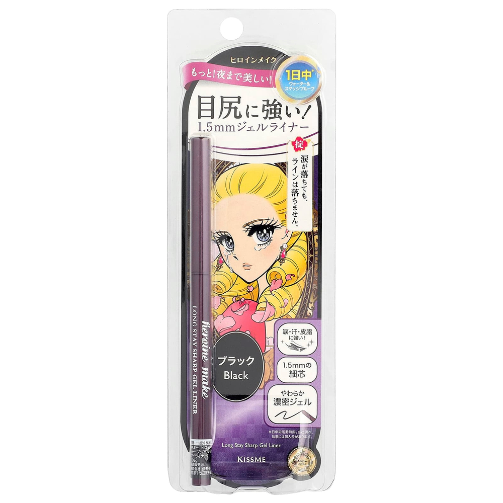 KissMe, Long Stay Sharp Gel Liner, гелевая подводка для волос, оттенок 01 черный, 0,08 г (0,003 унции)