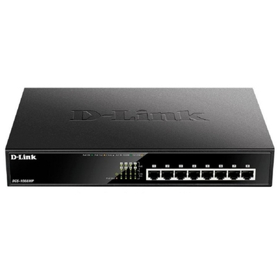 D-Link DGS-1008MP/B1A Неуправляемый коммутатор с 8 портами 10/100/1000Base-T с поддержкой PoE 802.3af/at (PoE-бюджет 125 Вт)