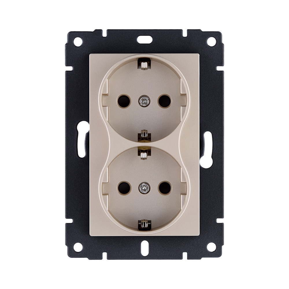 Розетка штепсельная SCHUKO двойная 16A/250 В, золотой Kollinger REA-032GD для Aspekt, Eleganz, Reflex