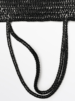 Massimo Dutti Большая плетеная сумка-тоут из кожи наппа, черный