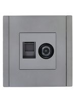 FORTE&PIANO Розетка двойная TV+RJ45 кат.5E FP536 сталь IEK