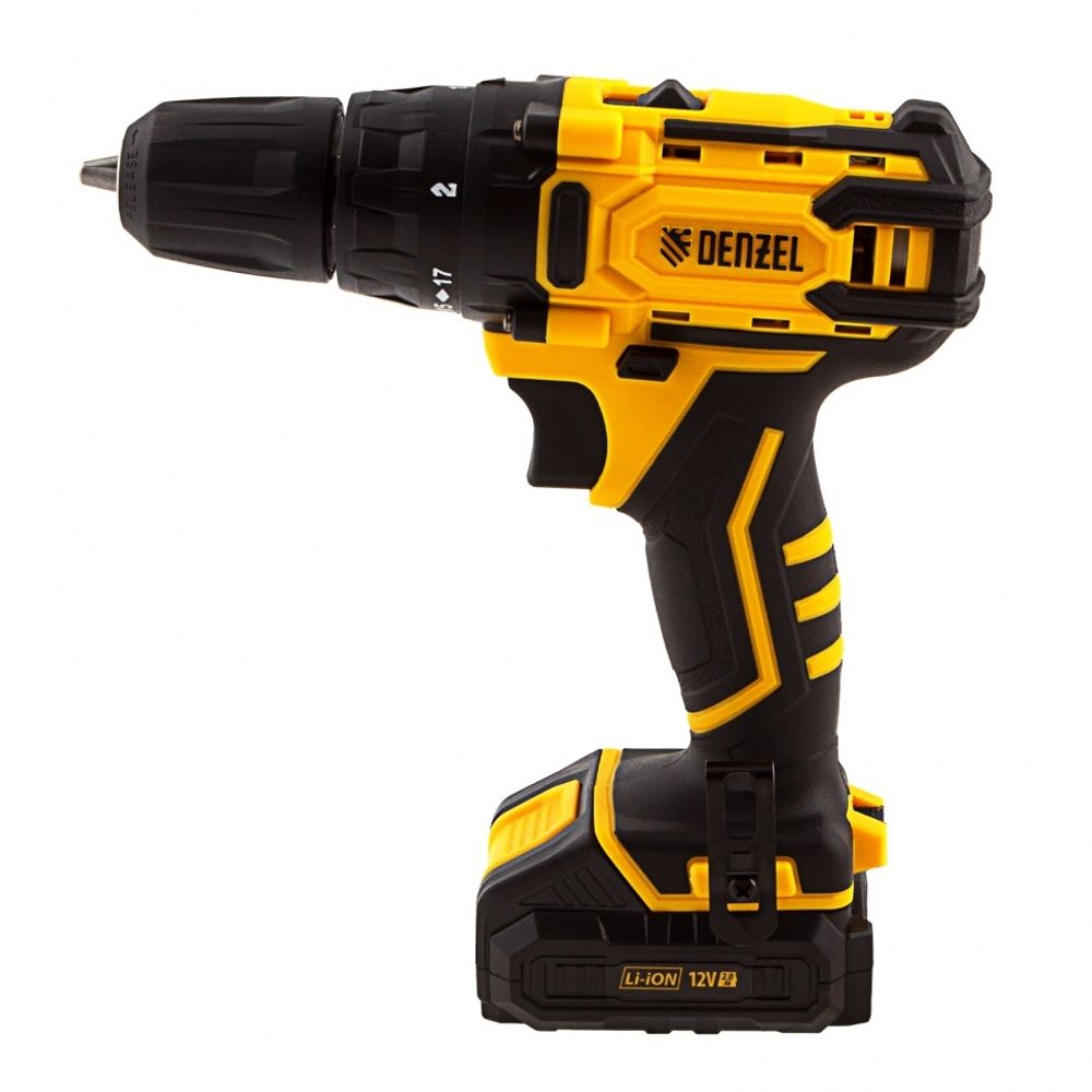 Дрель-шуруповерт аккумуляторная CDL-12-01CB, Li-Ion, 12 В, 1 акк, Denzel, 26104
