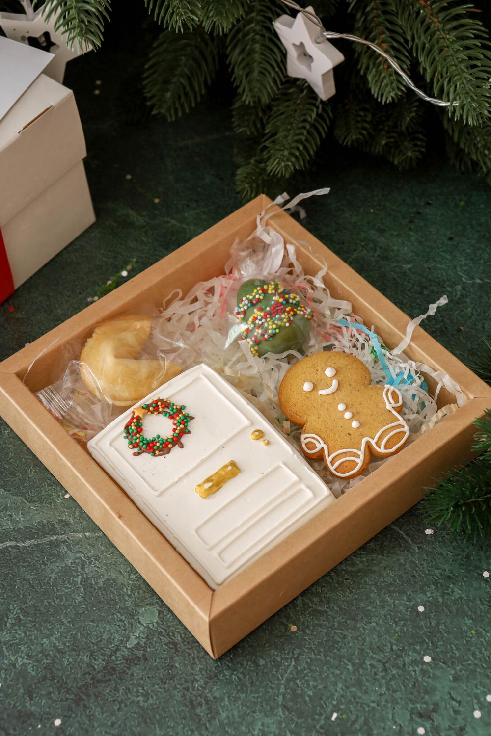 Пряник дверь, новогодний мини пряник,попс елка, печенье с предсказаниями