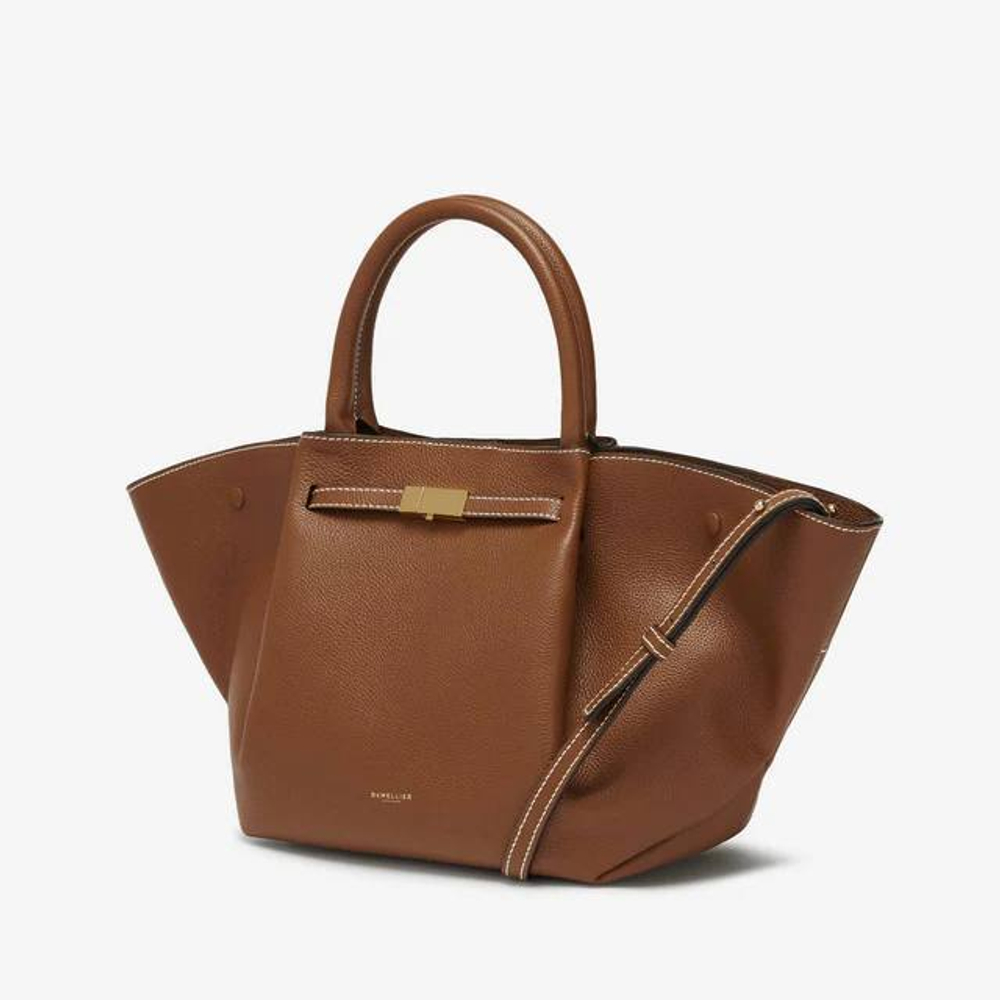 Сумка DeMellier The Midi New York Tan Small Grain Ecru Stitching