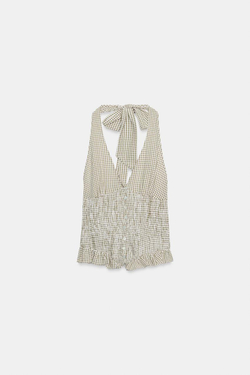 ZARA ТОП ХАЛТЕР, ЭКРЮ/ХАКИ