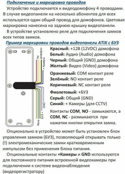 Вызывная панель ATIX AT-I-D11C Black для видеодомофона встроенный БУЗ