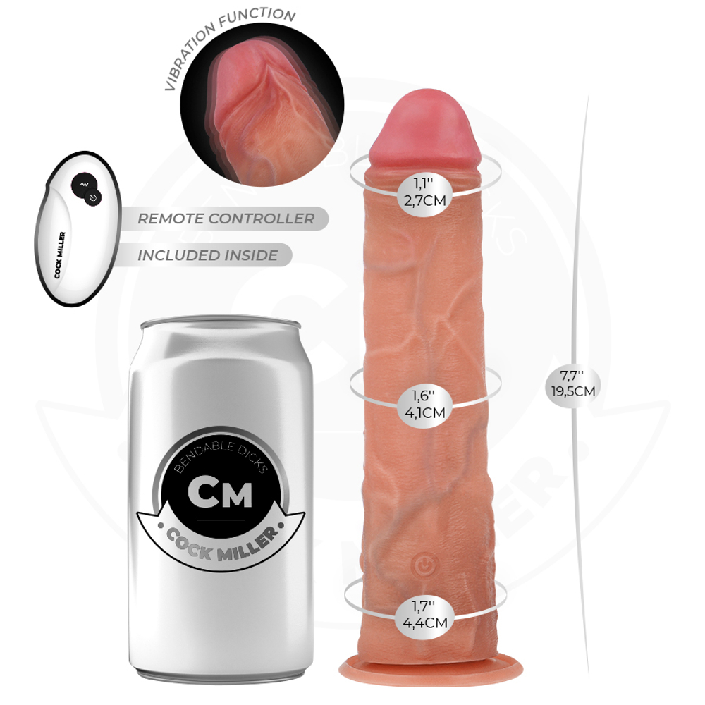 Телесный вибратор-реалистик 19,5см на присоске с пультом ДУ Cock Miller Realistic Dildo Vibration D-243369