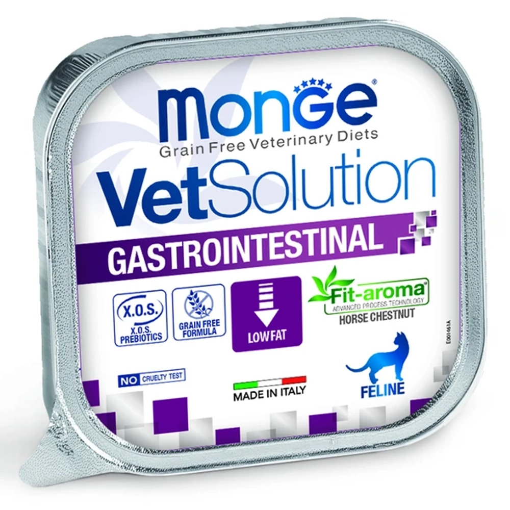 Влажный корм диетический Monge VetSolution Cat Gastrointestinal гастро интестинал для кошек при заболеваниях ЖКТ 100 г - 24 шт