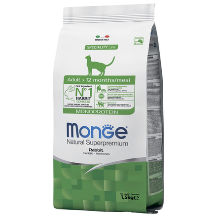 Monge Cat Monoprotein Adult Rabbit корм для взрослых кошек с кроликом 1,5 кг