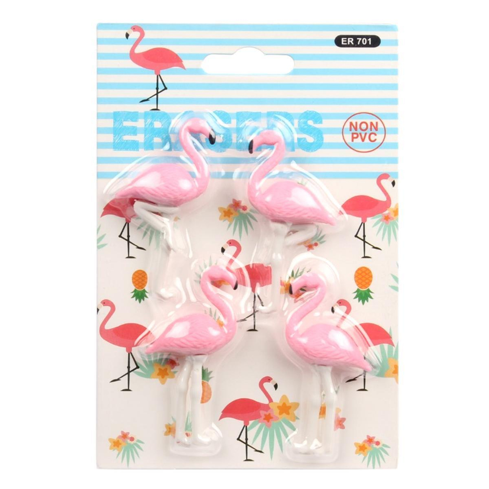 Набор ластиков "Фламинго", на блистере, 2-3 цвета микс, 17*10,5см