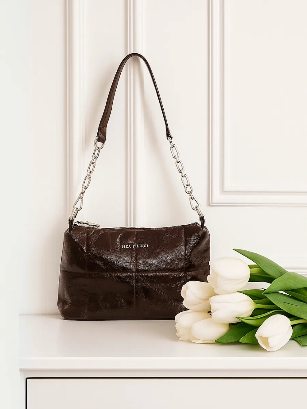 Сумка через плечо маленькая клатч натуральная кожа