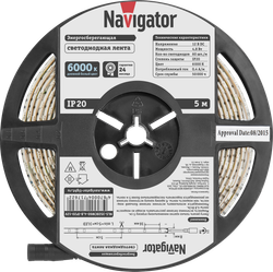 СД Лента Navigator 71 762 NLS-3528СW60-4.8-IP20-12V R5
