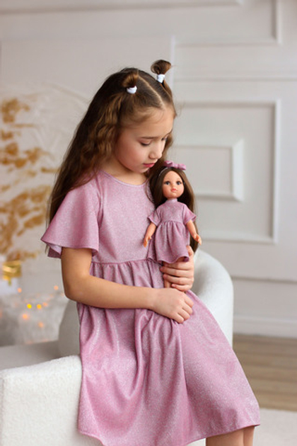 Платье блестящее "Звездочка" с люрексом, розовое