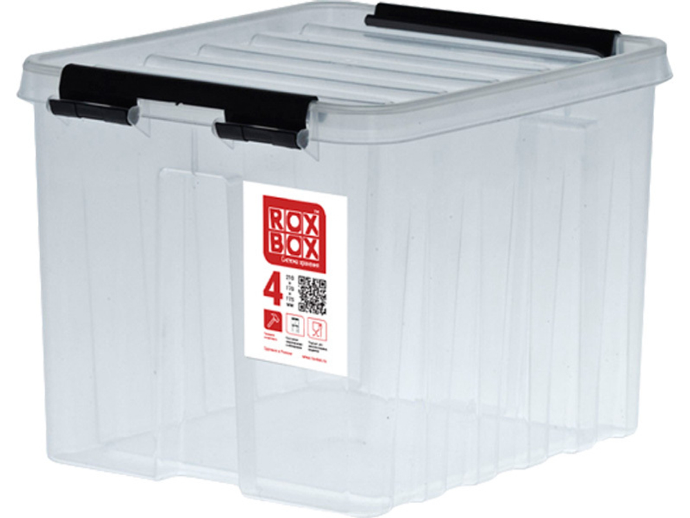Ящик сплошной 210×170×175 мм, объем 6.25 л., арт.: Rox Box 4,5, прозрачный, код: 18693