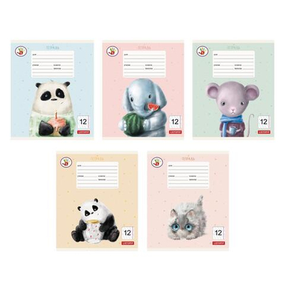 Тетрадь А5 12л. кос.лин. для левшей "Милашки" (Эксмо) микс цветов (комплект 3 шт)