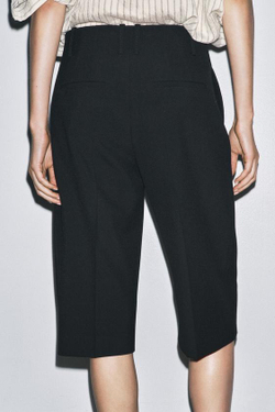 ZARА ДЛИННЫЕ ШОРТЫ-БЕРМУДЫ — ZW COLLECTION, ЧЕРНЫЙ