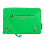 Balenciaga Cow Leather Makeup Bag Toiletry Bag Women"s Green