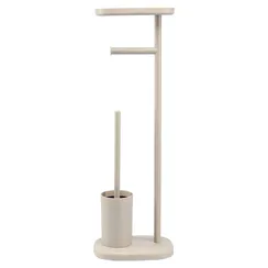 Держатель для туалетной бумаги с полочкой и ершиком slim, светло-серый