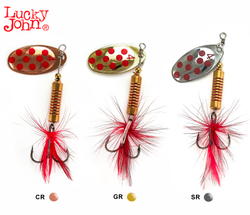 Набор блесен вращающихся LUCKY JOHN Spin-X Round №4, 11 г, цвет SR, CR, GR (3 шт)