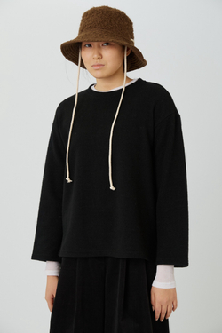 Панама из коричневой шерсти с ворсом