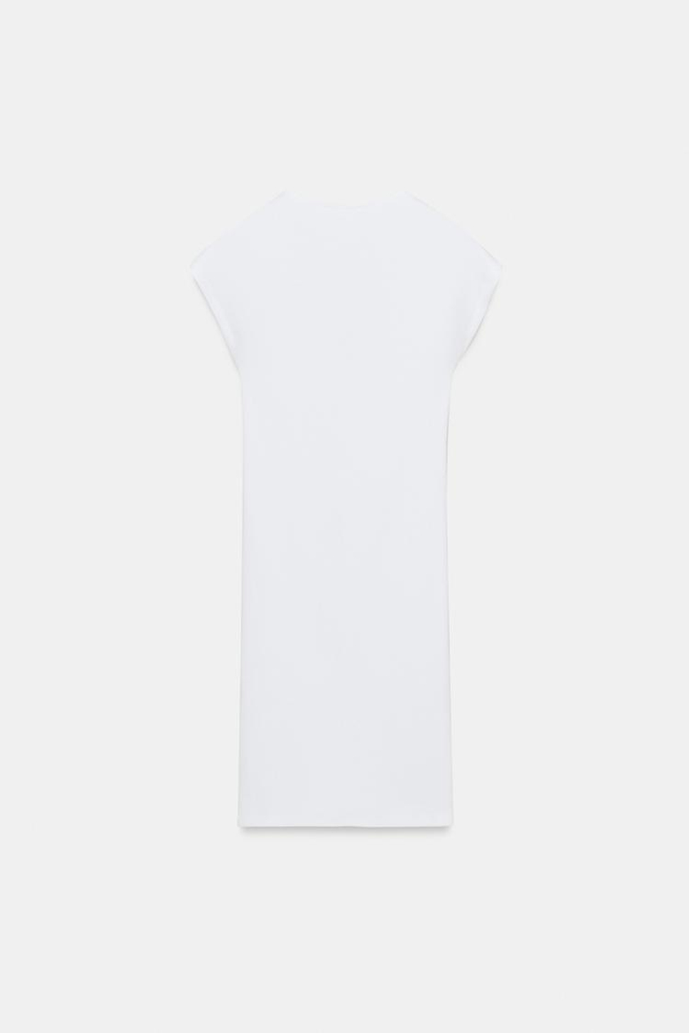 ZARA КОРОТКОЕ ПЛАТЬЕ С V-ОБРАЗНЫМ ВЫРЕЗОМ, БЕЛЫЙ