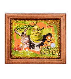 AMB-74/71 Картина «Шрек» (с янтарной крошкой) дер.краш.рамка 12х15