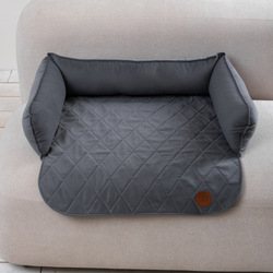 Диванный лежак из микровелюра, серый 90х60 Rachel WOW