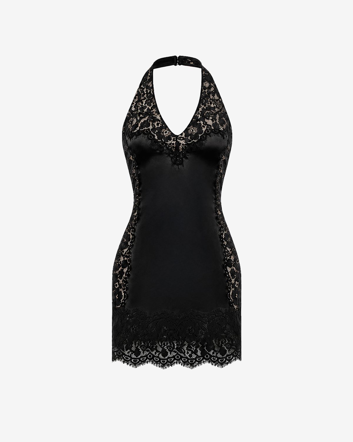 Платье мини из сатина и кружева