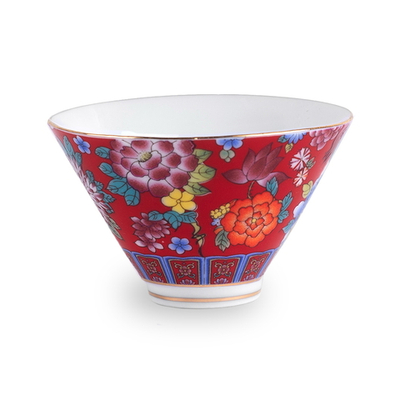 278074.6 Пиала РЕЛЬЕФ БА ХУА "Конус Цветок" h=4,5см, d=7,5см, 65 мл, фарфор красный