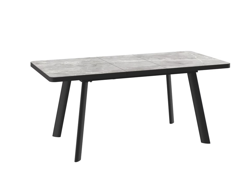 Стол LEON LUX RADIAL-140, раздвижной 140(180)х85, STONE GREY ST CER/ЧЕРНЫЙ, (2 упак.)
