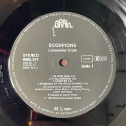 Винтажная виниловая пластинка LP Scorpions Lonesome Crow (Germany 1981) Inheritance