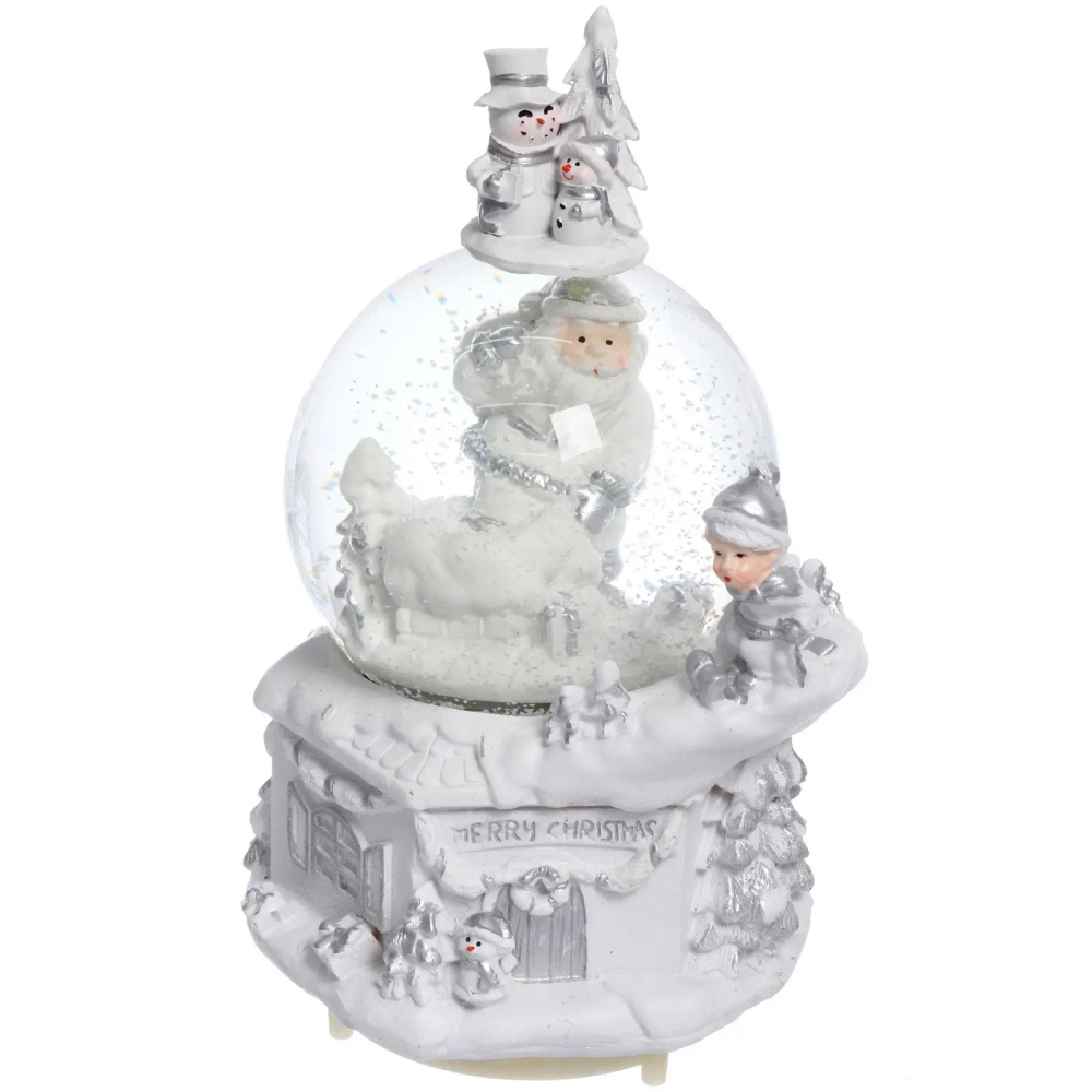 Сувенир Снежный шар «Снежные чудеса» 12.5*12.5*21 см (падающий снег, подсветка, музыка), микс