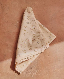 ZARA HOME ХЛОПКОВАЯ САЛФЕТКА С ЦВЕТОЧНЫМ ПРИНТОМ (НАБОР ИЗ 2 ШТ.), ЖЕЛТО-ОРАНЖЕВЫЙ